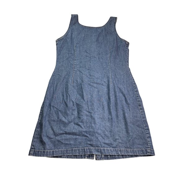 Y2K St. John's Bay Denim Button Front Dress Cotton Pockets Sleeveless Womens 10M - Picture 4 of 5